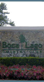 sign at the main entrance to Boca Lago in Boca Raton, FL